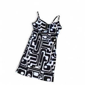 Geometric Black & White Slip Dress